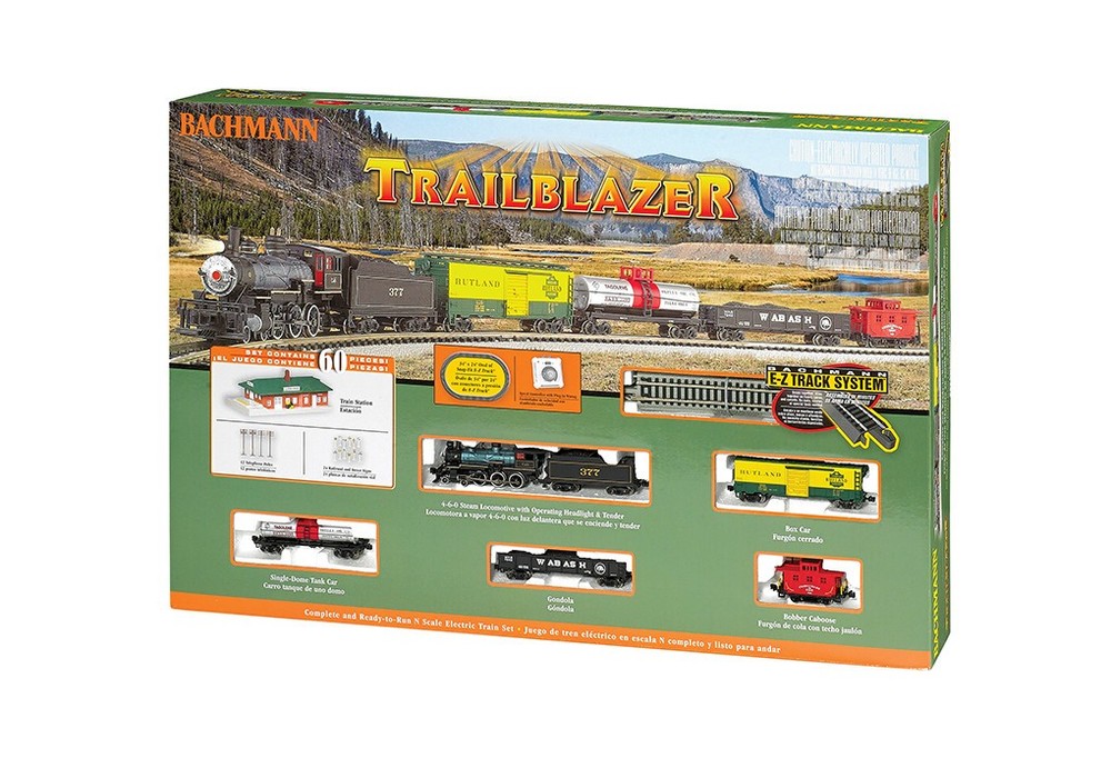 Bachmann N Scale ~ Complete Train Starter Set ~ Steam Engine Trailblazer ~ 24024