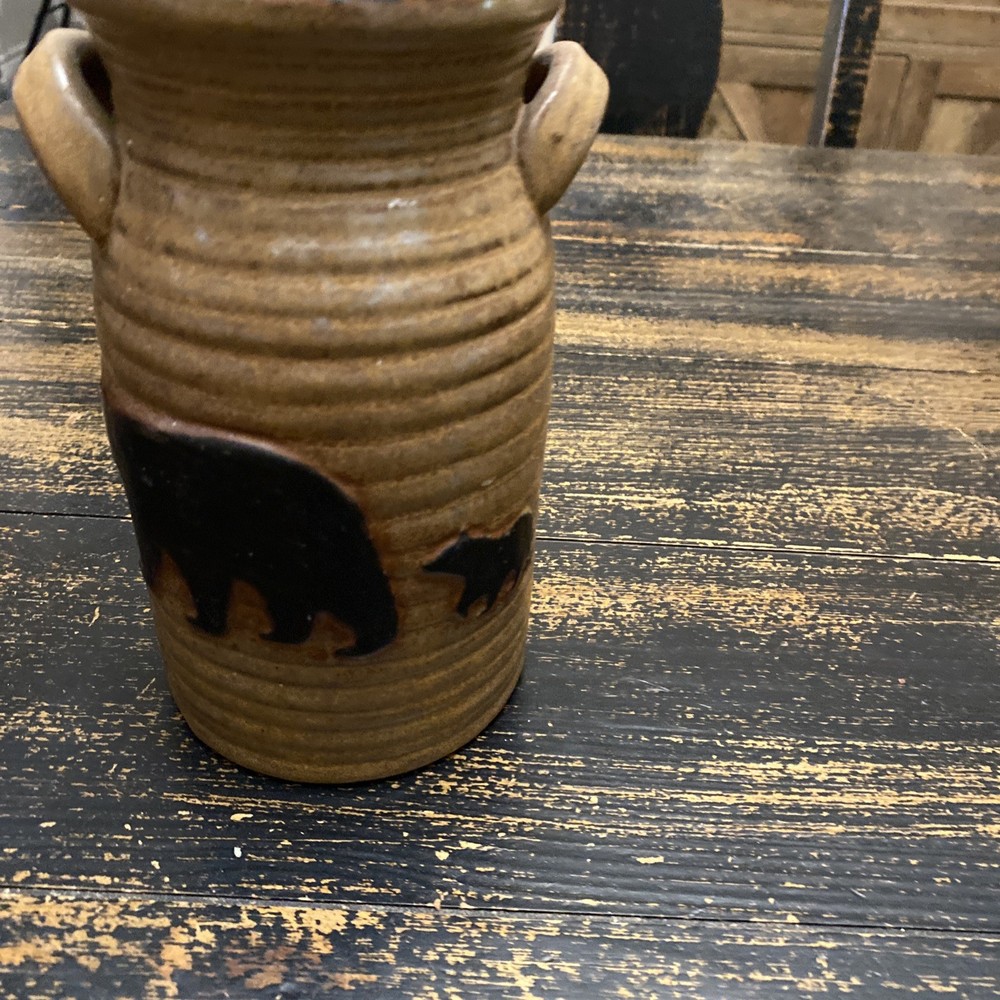 Ceramic two handled Bear And Baby Vase Pot
