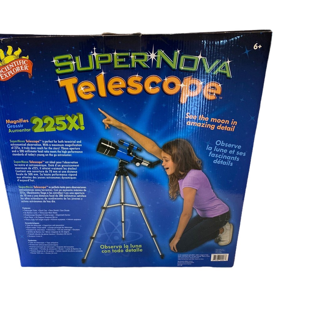 SCIENTIFIC EXPLORER SUPER NOVA TELESCOPE Magnifies 225X Observation Educational