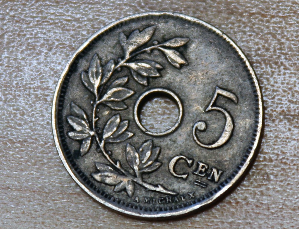 1910 Belgium 5 Centimes Dutch text