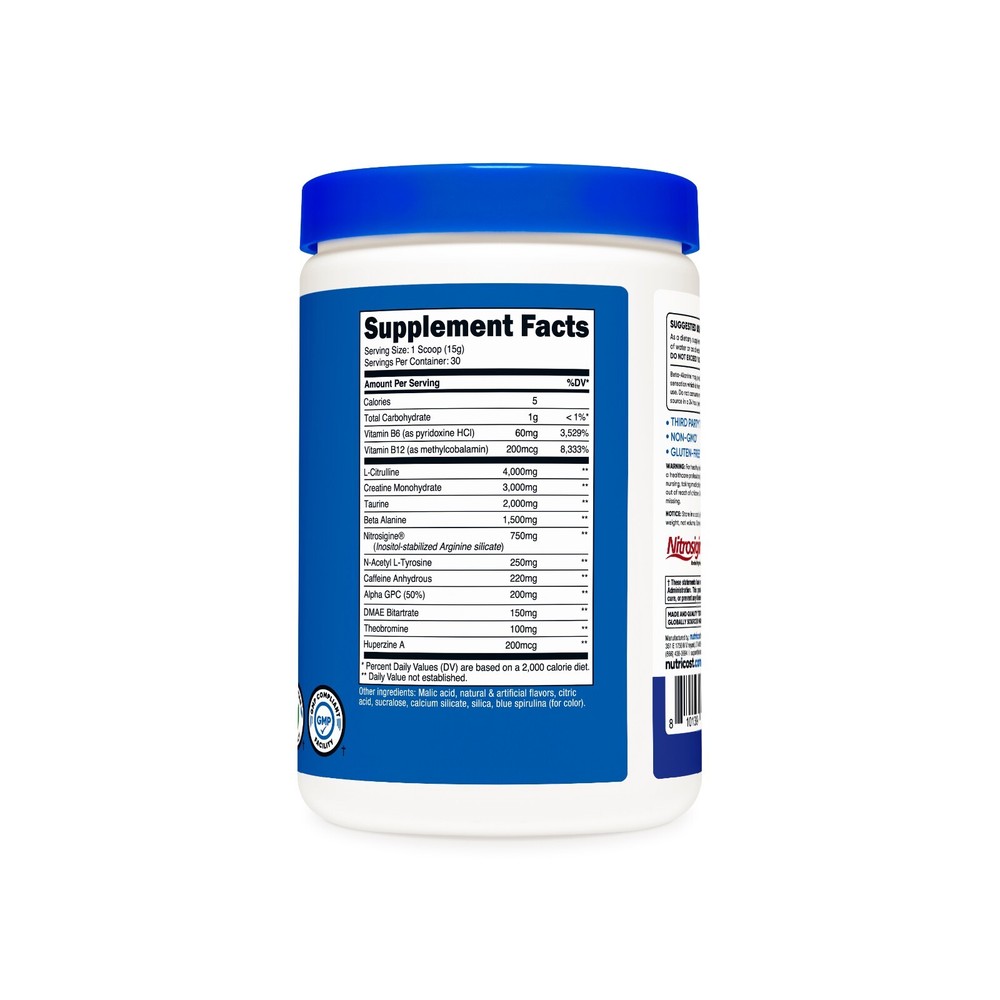 Nutricost Pre-C, Pre-Workout Complex with Creatine Powder (Blue Raspberry) 450g