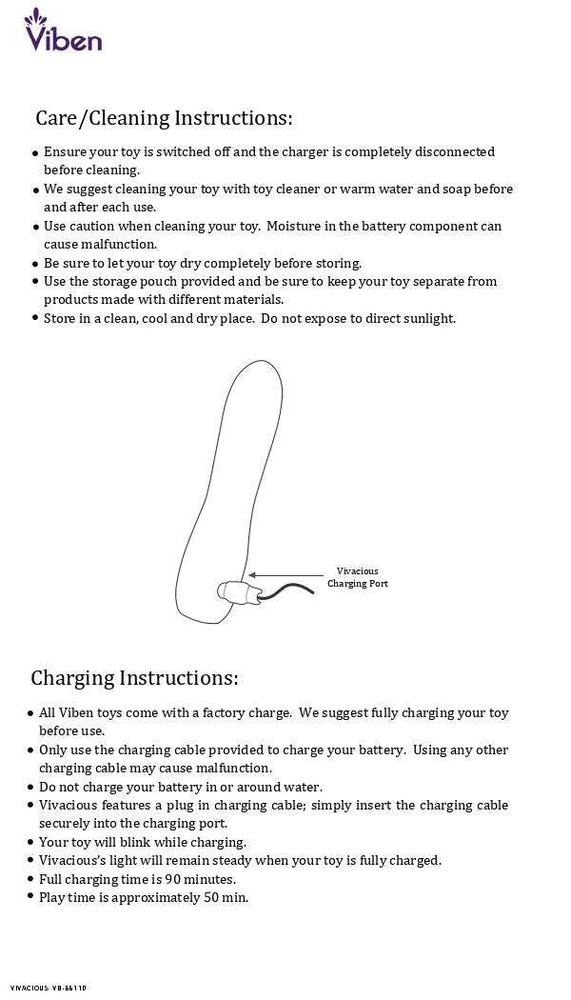 Viben Vivacious 10 Function Powerful Contoured Bullet Vibrator Violet, New