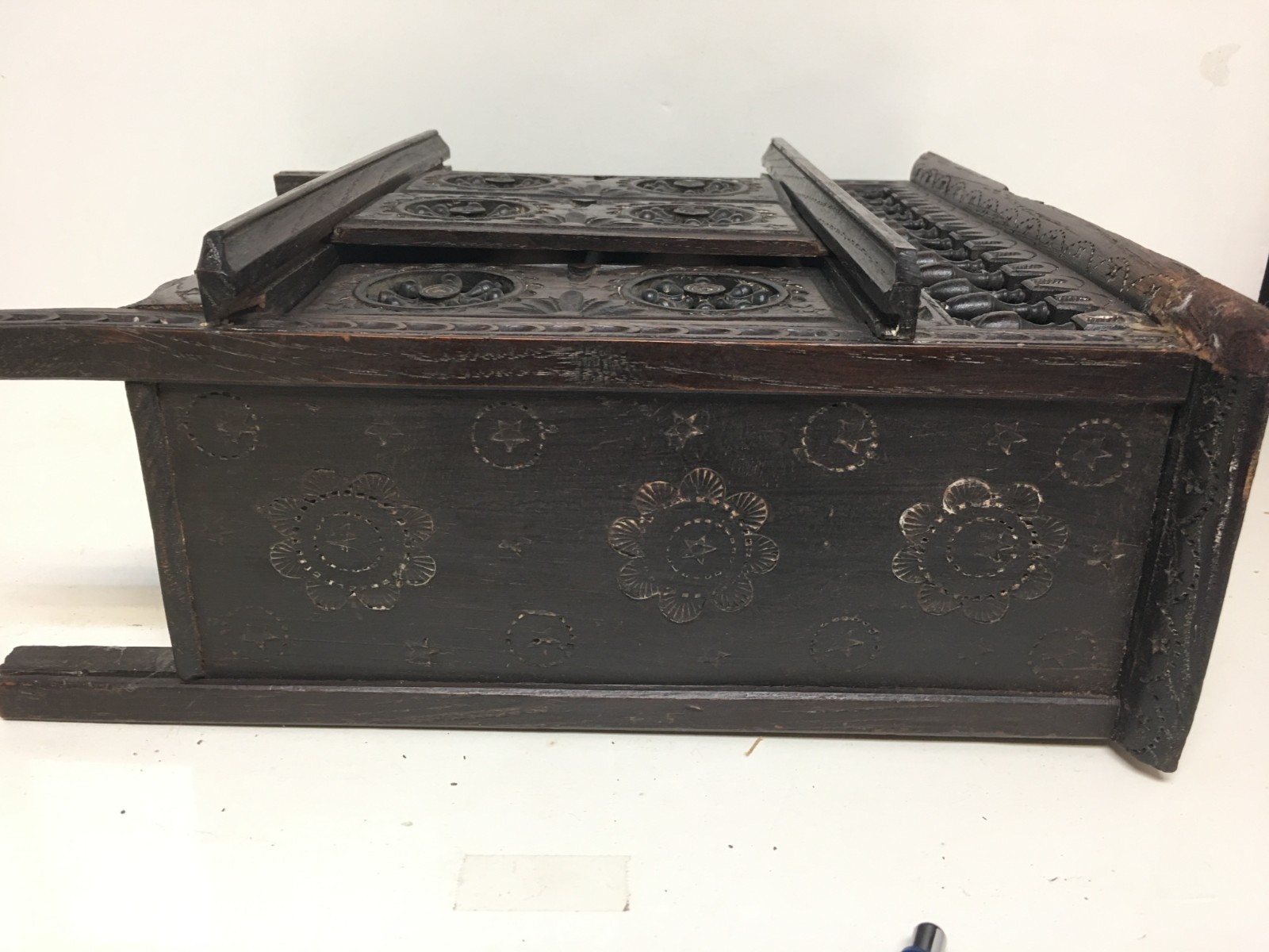 MIniature French Breton Salesman sample cabinet Wood antique 1900s Gorgeous Rare