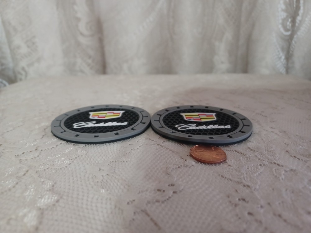 UNIVERSAL COASTERS 2PC 2.75'' SILICONE CAR CUP HOLDER INSERT (FITS: CADILLAC)