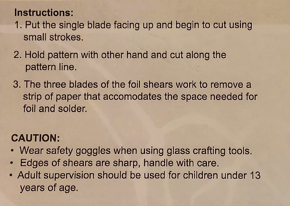Studio Pro Foil Shears - Trims Patterns Leaving Space for Foil and Solder- Used
