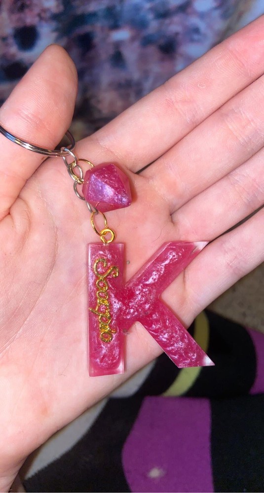 Initial Letter Keychains Epoxy Resin