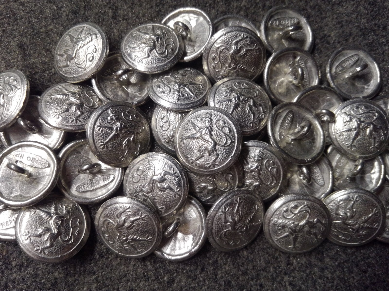 WWI German Bavarian Silver finish 21MM Left FACING buttons by the each.