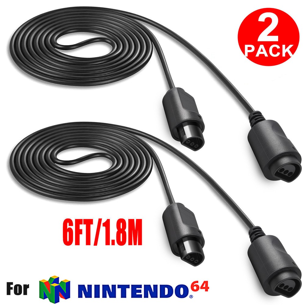 1x/2x 6ft/1.8m Extension Cable Cord For N64 Controller Game Console