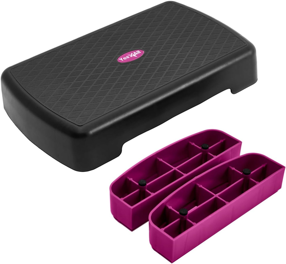 18.9" Aerobic Exercise Step Platform with 2 Risers, Adjustable Height Workout St
