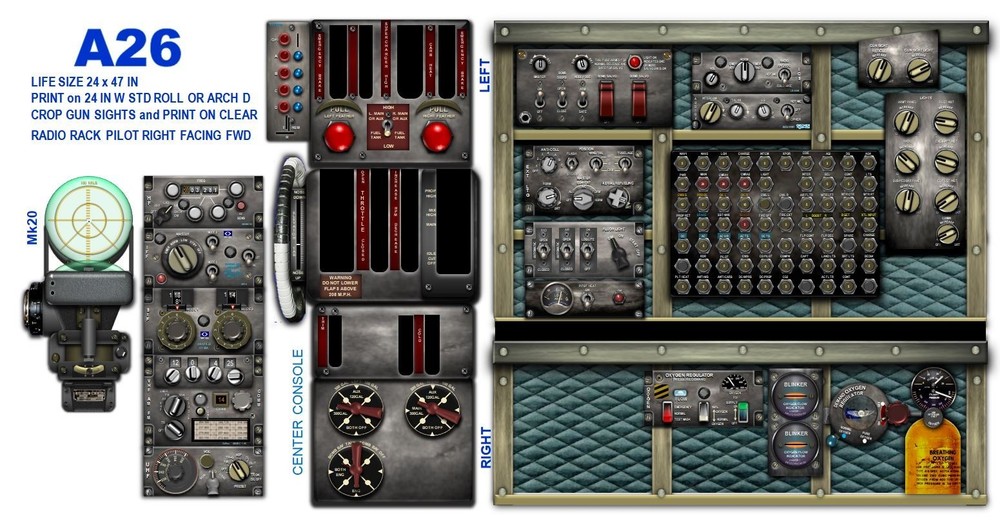A26 INVADER COCKPIT instrument panel CDkit