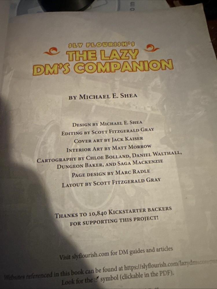 Mike Shea RPG Reference Lazy DM's Companion