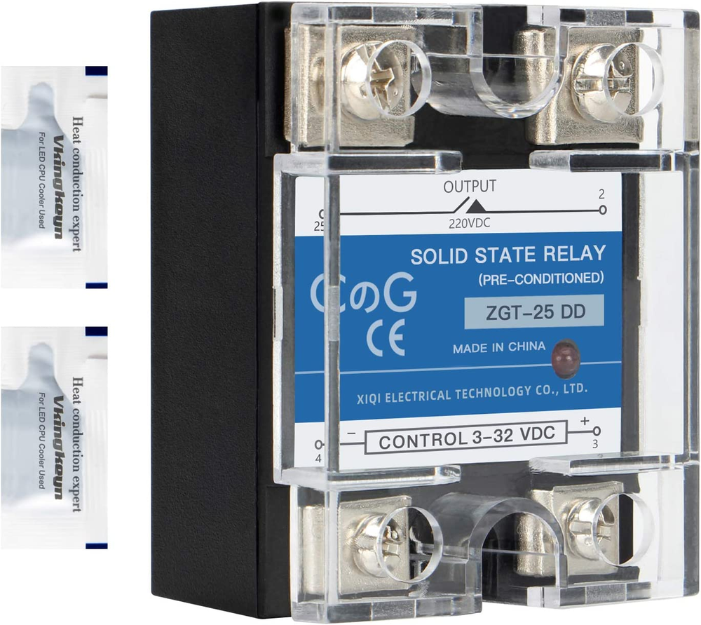 Solid State Relay SSR-25DD, DC to DC Input/Output, 3-32VDC, 25A, Plastic Cover
