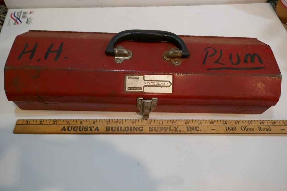 Vintage Waterloo, 20", Lockable, Under seat Tool Box Red Good solid condition