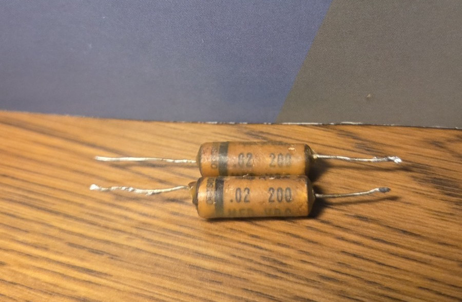 Sprague Wax Capacitor Pair .02 uf 200v TEST .025 /.030 Guitar Cap Fender Gibson