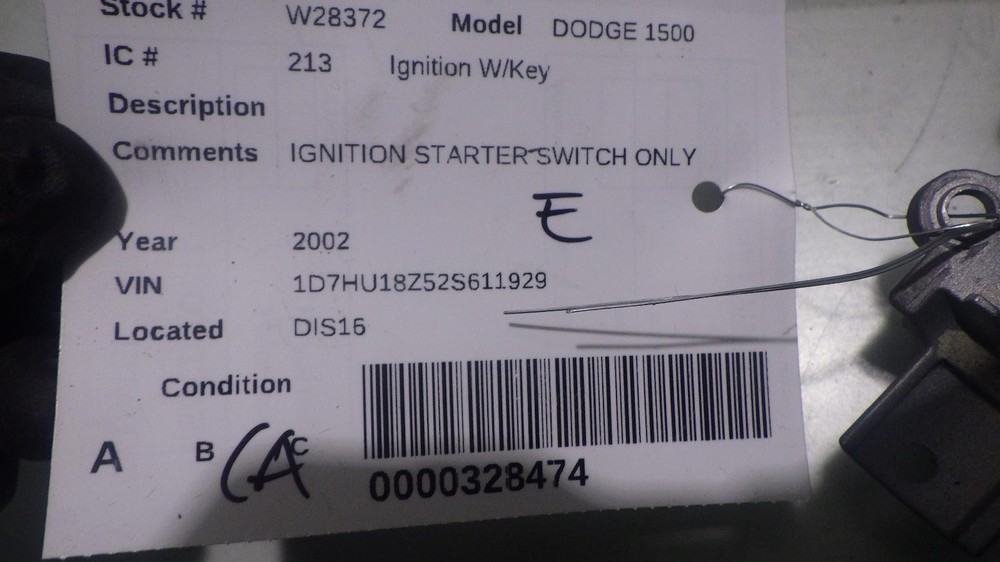02 DODGE 1500 PICKUP Ignition W/Key