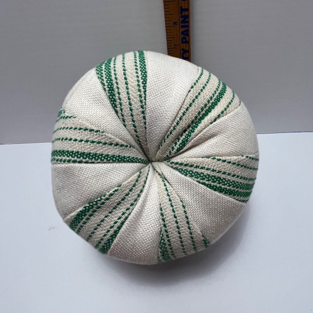 Faux Burlap Pumpkin-Green/Cream