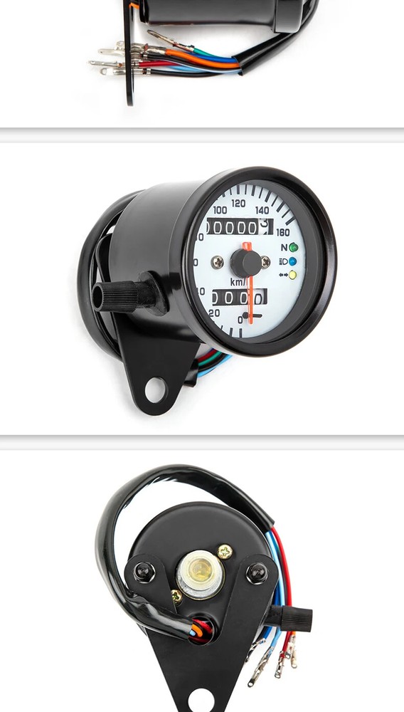 Universal Part Three Light Double Mileage 12V Motorcycle LED Display Speedometer