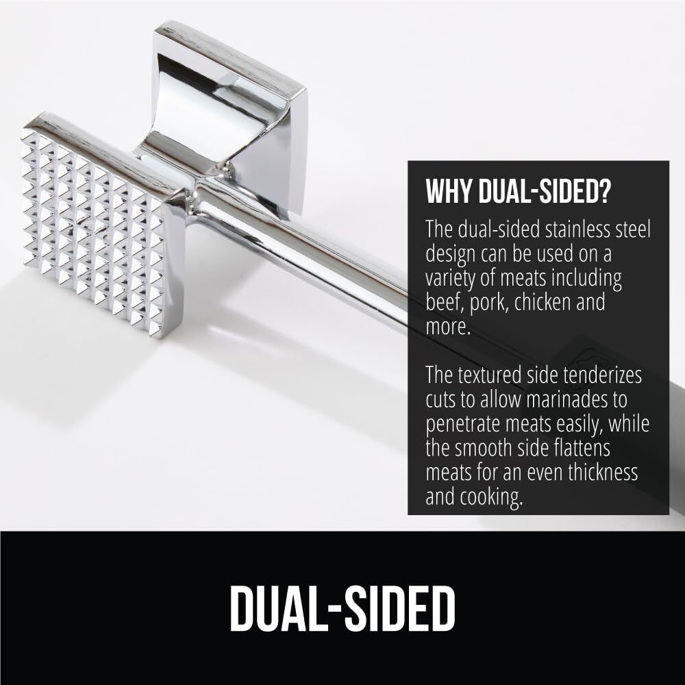 Gorilla Grip Double-sided Meat Tenderizer Tool, Heavy Duty Kitchen Black