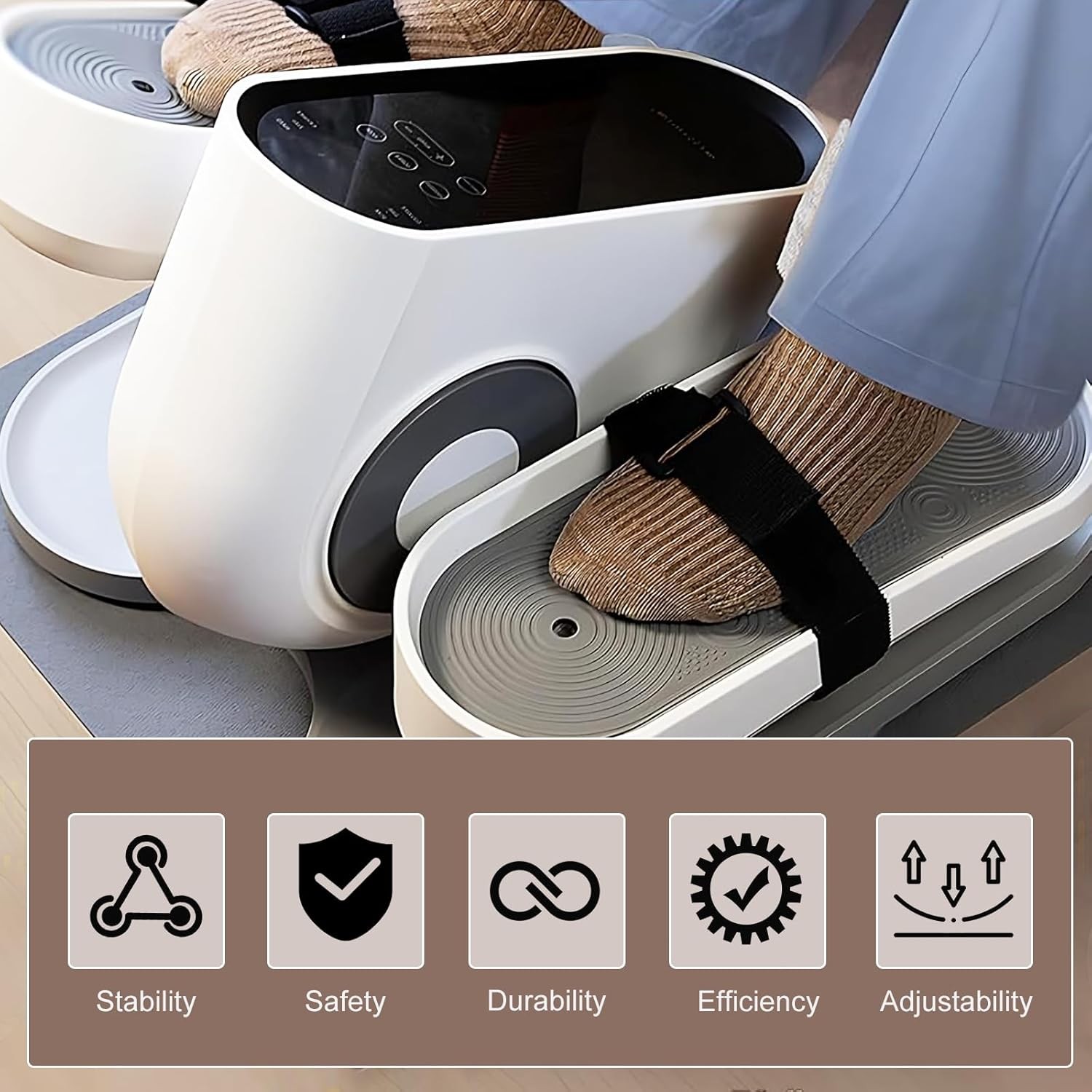 Leg Exerciser Traction Straps, Under Desk Elliptical Pedal Band for Seniors, Sec