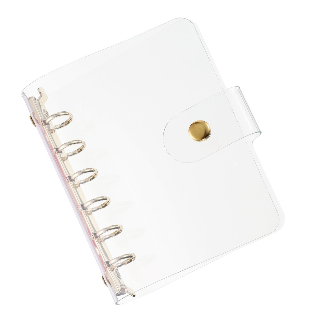 A7 Clear Binder Cover with Snap Button Closure 6 Ring Gold Tone