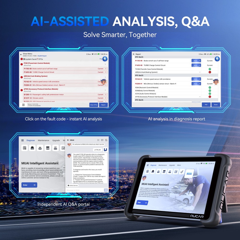 MUCAR 892BT Full System Car Diagnostic Tool OBD2 Scanner E-CU Coding 35 Resets