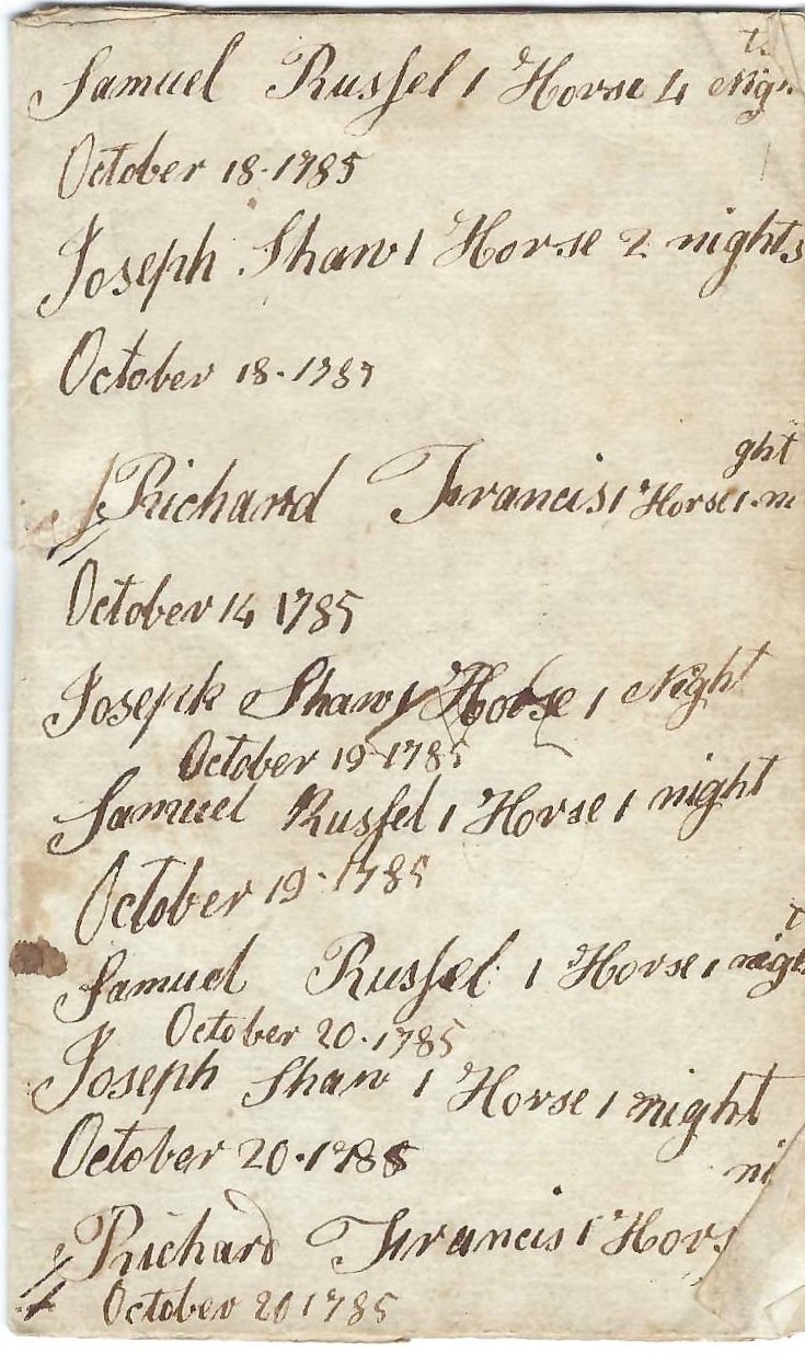 1788 Marblehead, MA, Livery Stable Journal, With Original Sloop Sketch, Maritime