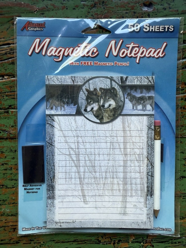 Wolf Themed Magnetic Notepad And Lined Notepad