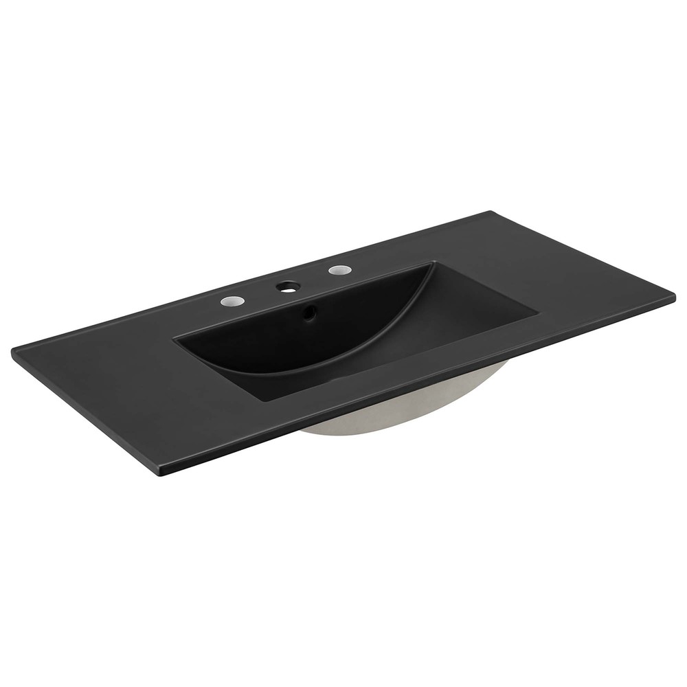 Modway Cayman Modern 36" Bathroom Sink in Black With Rectangular Basin