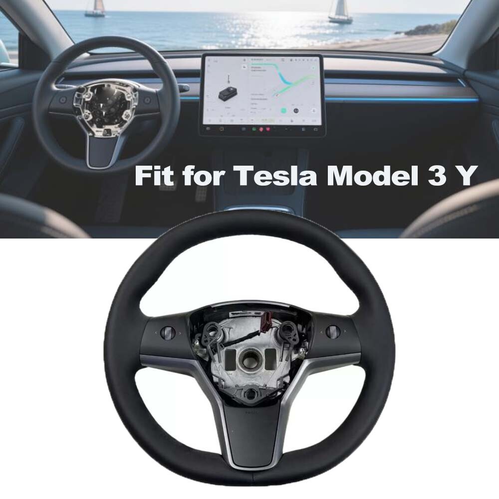 1490214-00-B Driver Heated Leather Steering Wheel Compatible for Tesla Model 3 Y