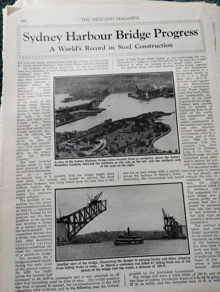 Sk283 Ephemera 1930 Folded Article Sydney Harbour Bridge Progress