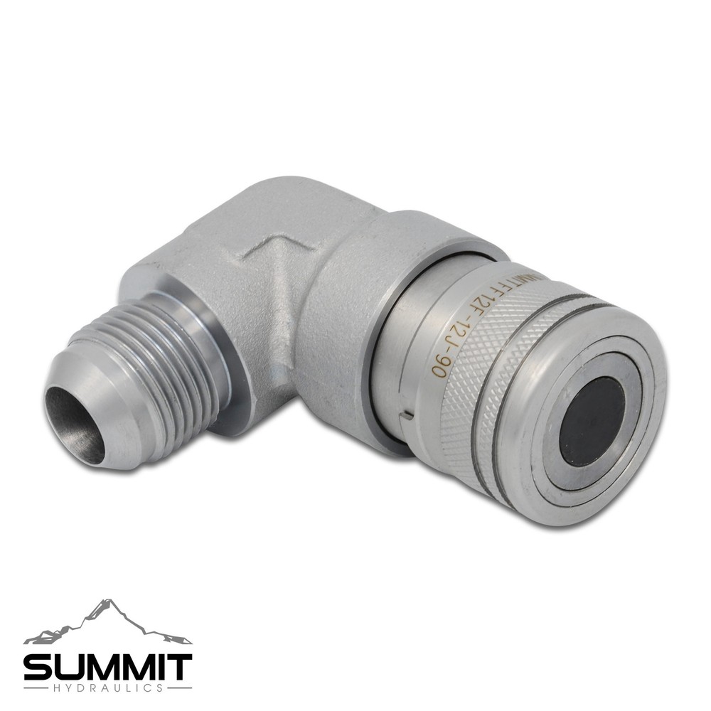 90 Degree Flat Face Hydraulic Quick Connect Coupler Set, 3/4″ JIC Male Thread