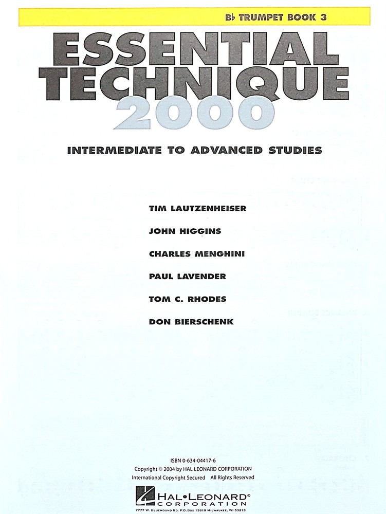 Essential Technique 2000 Intermediate/Advanced B Flat Trumpet Bk. 3