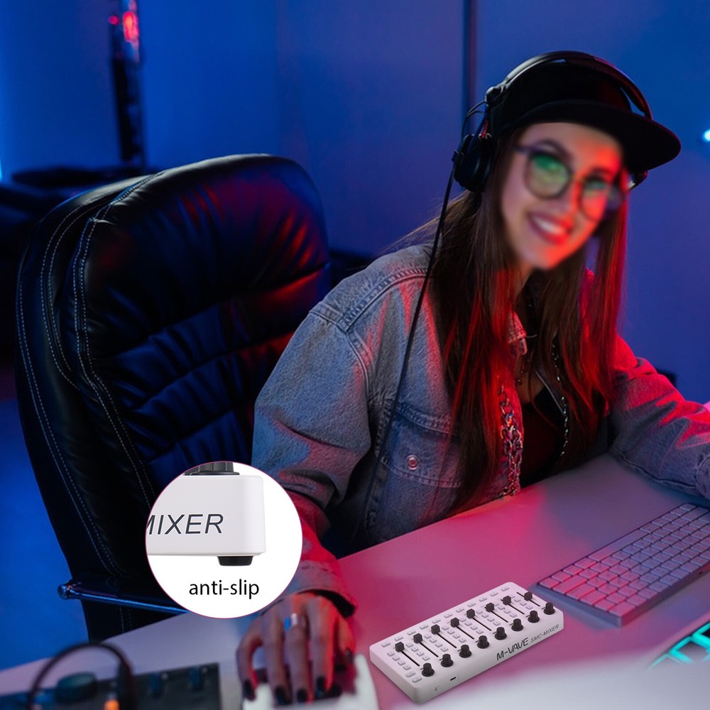 MIDI Controlle MIDI Mixing Console with 43 Buttons 8 Knobs 8 Push Buttons H3Q2