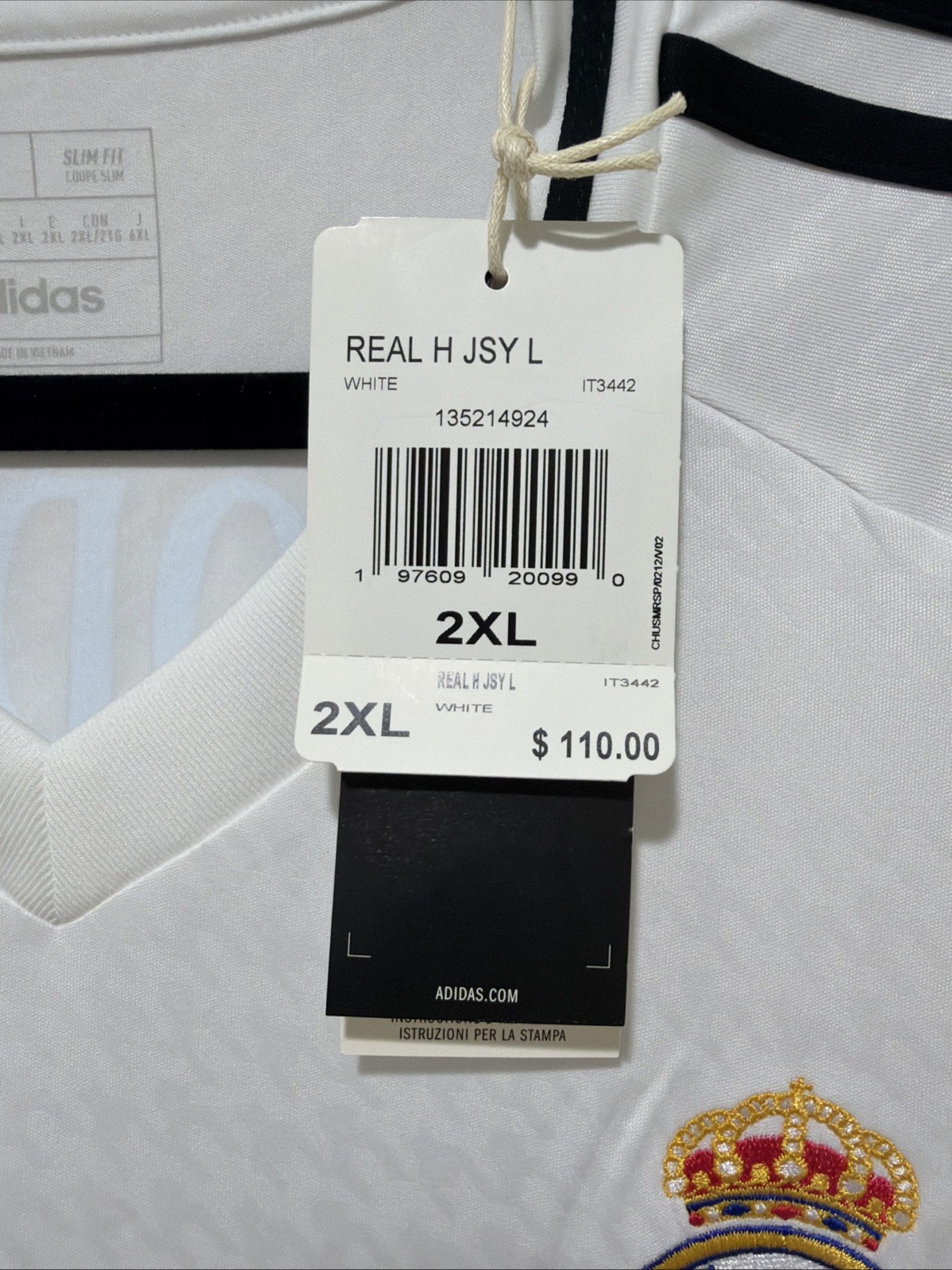 Modric #10 Mens 2XL Adidas Real Madrid UCL Home Fan Jersey