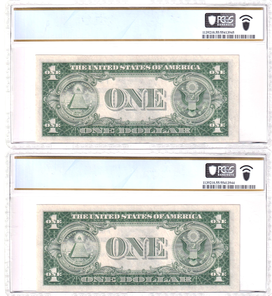 1935C, $1 Silver Certificate's Sequential Pair PCGS 55 AU PPQ