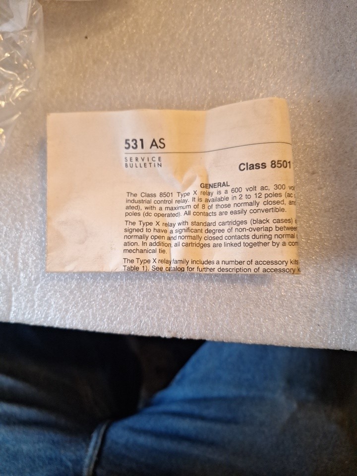 Square D Control Relay Class 8501 Type X