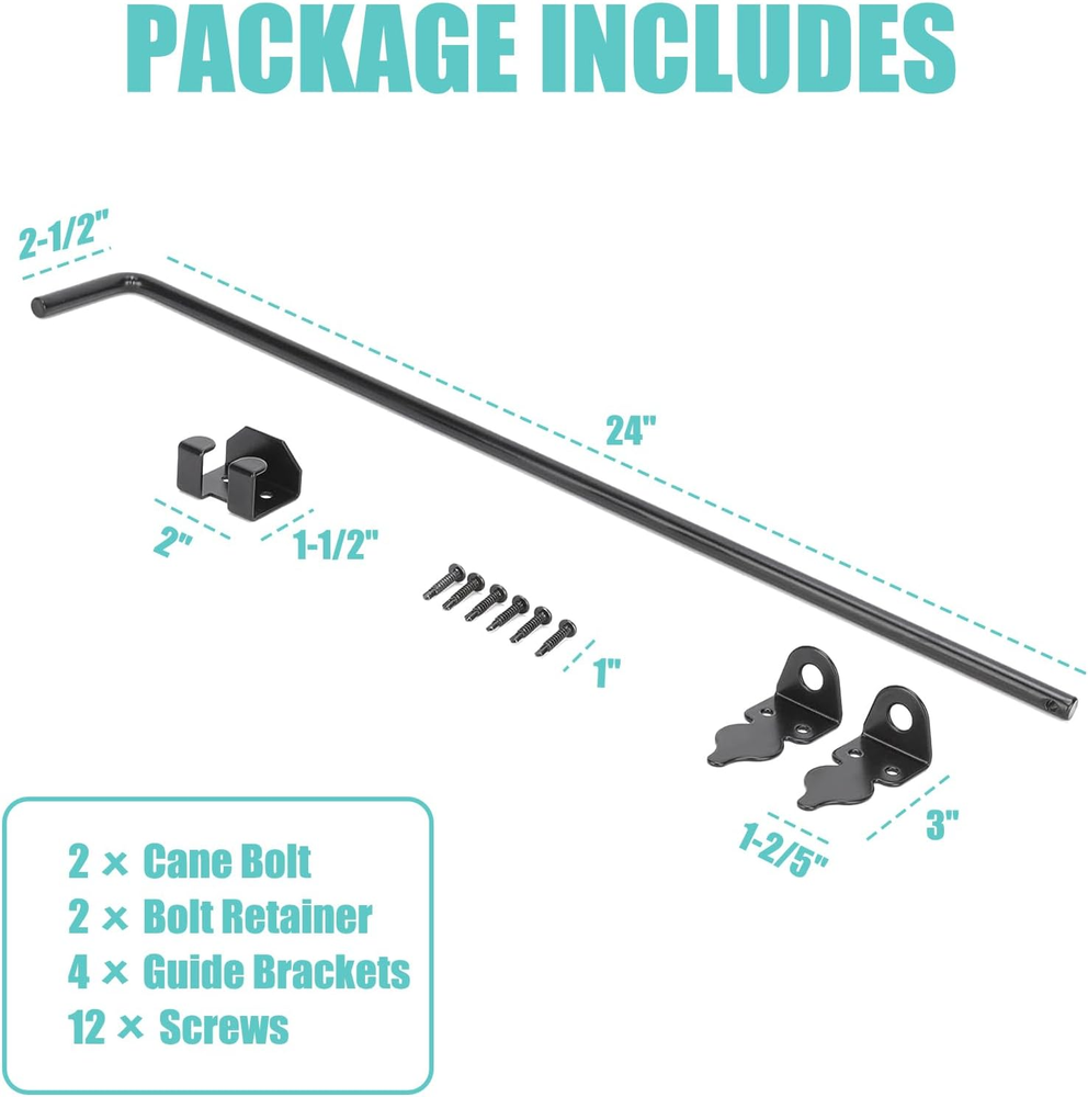 Heavy Duty Cane Bolt Gate Drop Rod Gate Hardware Solid Steel Gate Ground 18 Inch