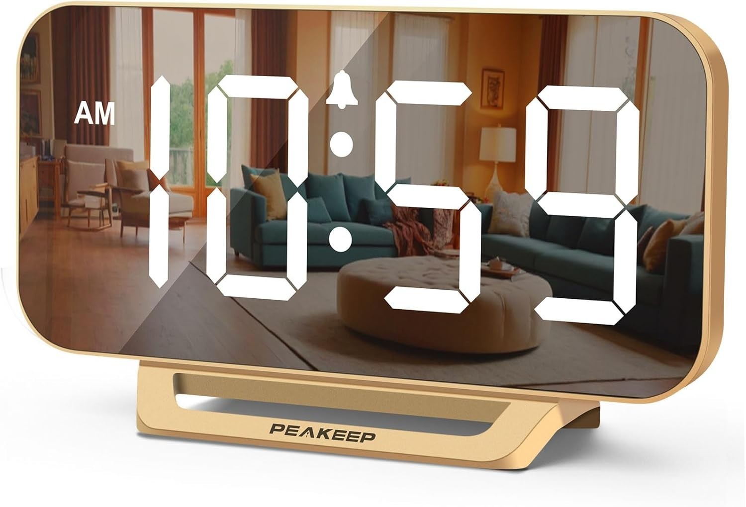 Minimalist Digital Alarm Clock - Stylish Mirror Design with 6 Brightness Levels