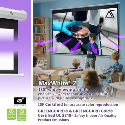 110" Manual Pull Down Projector Screen - 16:9 Retractable, 4K/8K HD, Wall/Ceilin