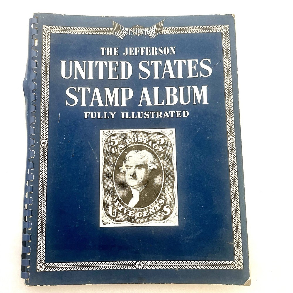Vintage 1963 The Jefferson United States Stamp Album w Canceled Postage Stamps