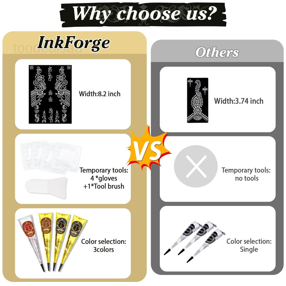 Temporary Stencils Tattoos Multiple Sizes, 4P-Red1 Black2 Maroon1