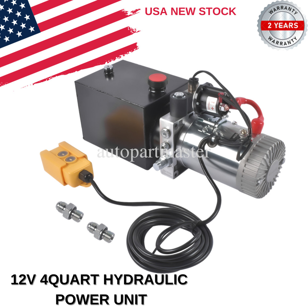 NEW 4 Quart Single Acting Hydraulic Pump for Dump Trailers 12 V Quick Lifting