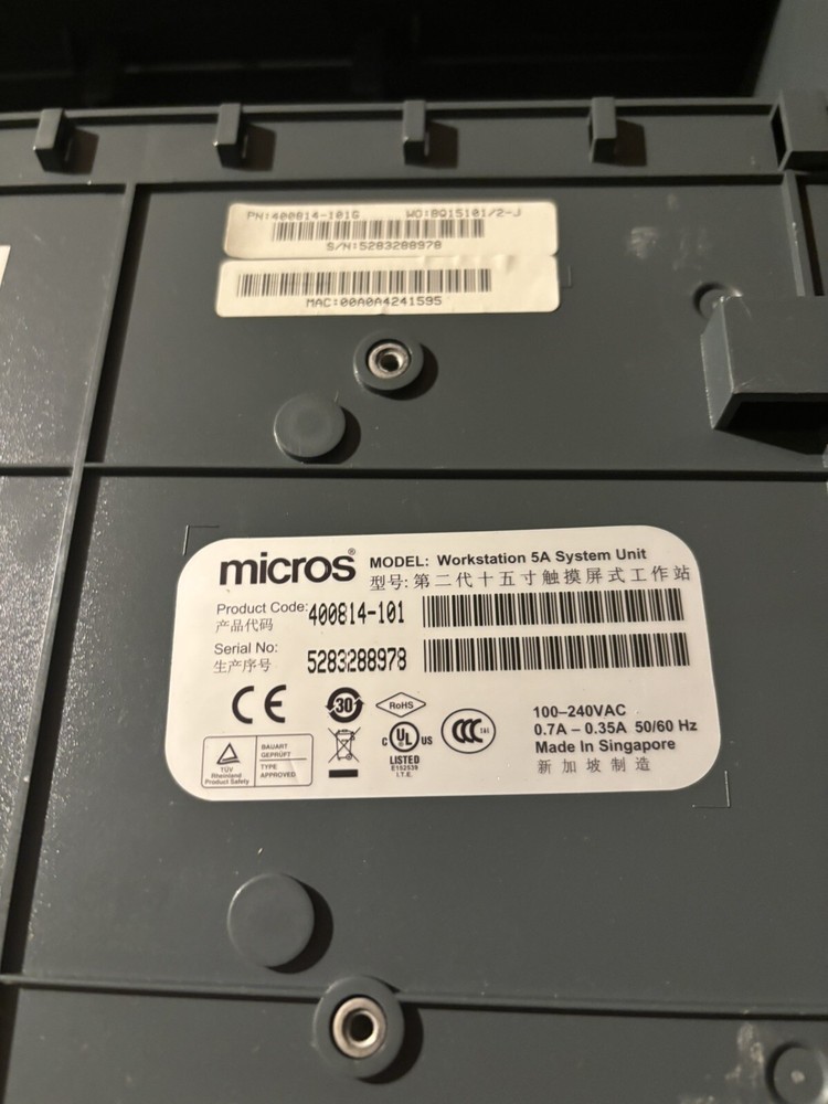 Micros Workstation 5A System Touchscreen POS Terminal. **Untested**