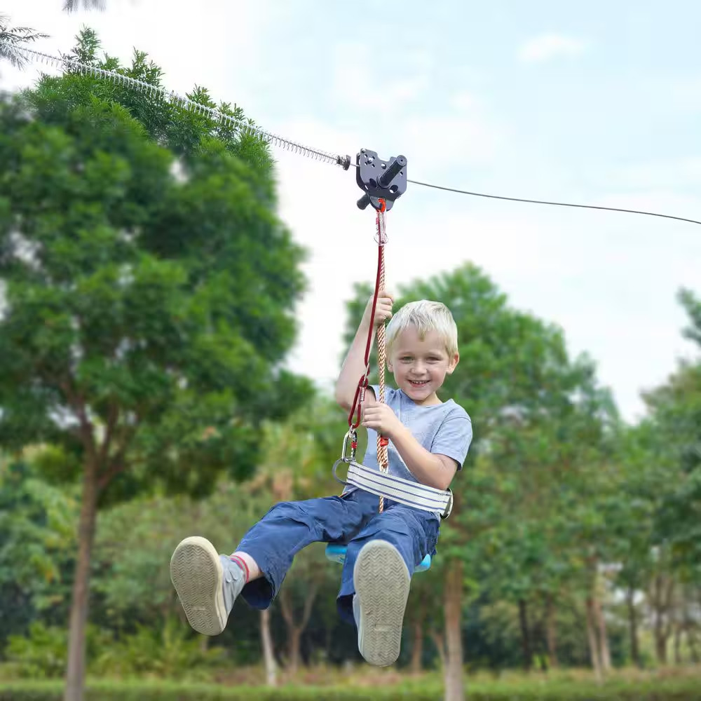 Zipline Kit for Kids and Adult, 100 Ft. Zip Line Kits up to 500 Lbs., Backyard O