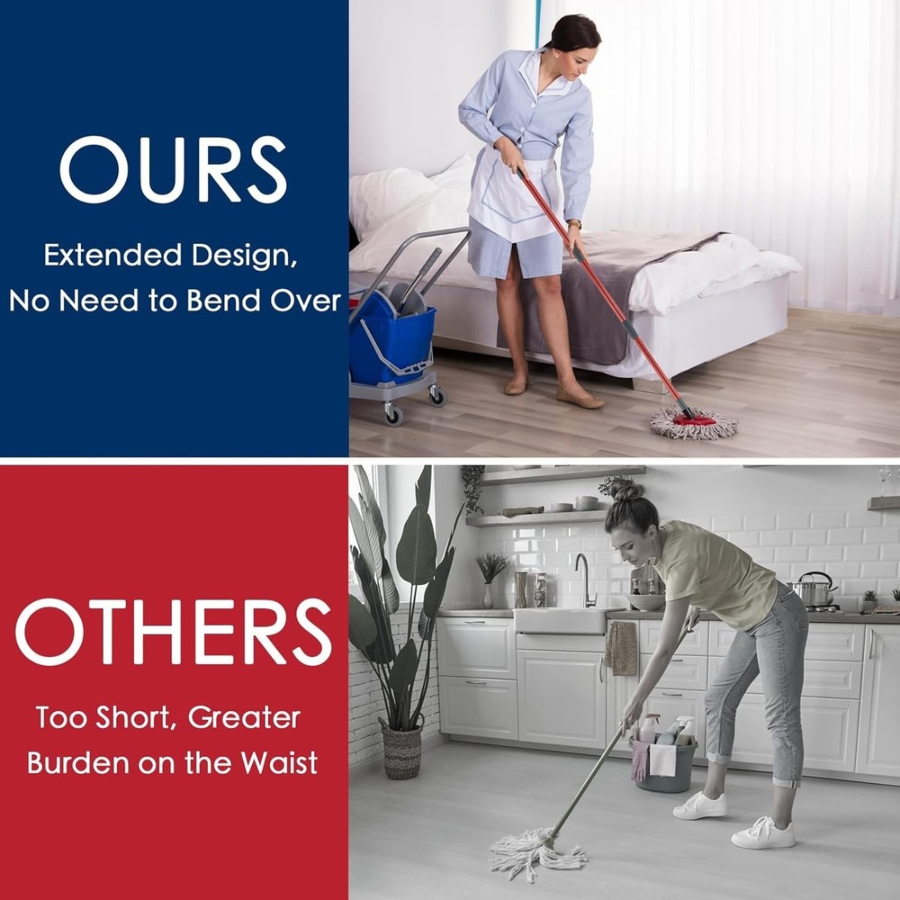 Spin Mop Handle Replacement Iron 30-58 Inches Adjustable Easy Install for Flo...