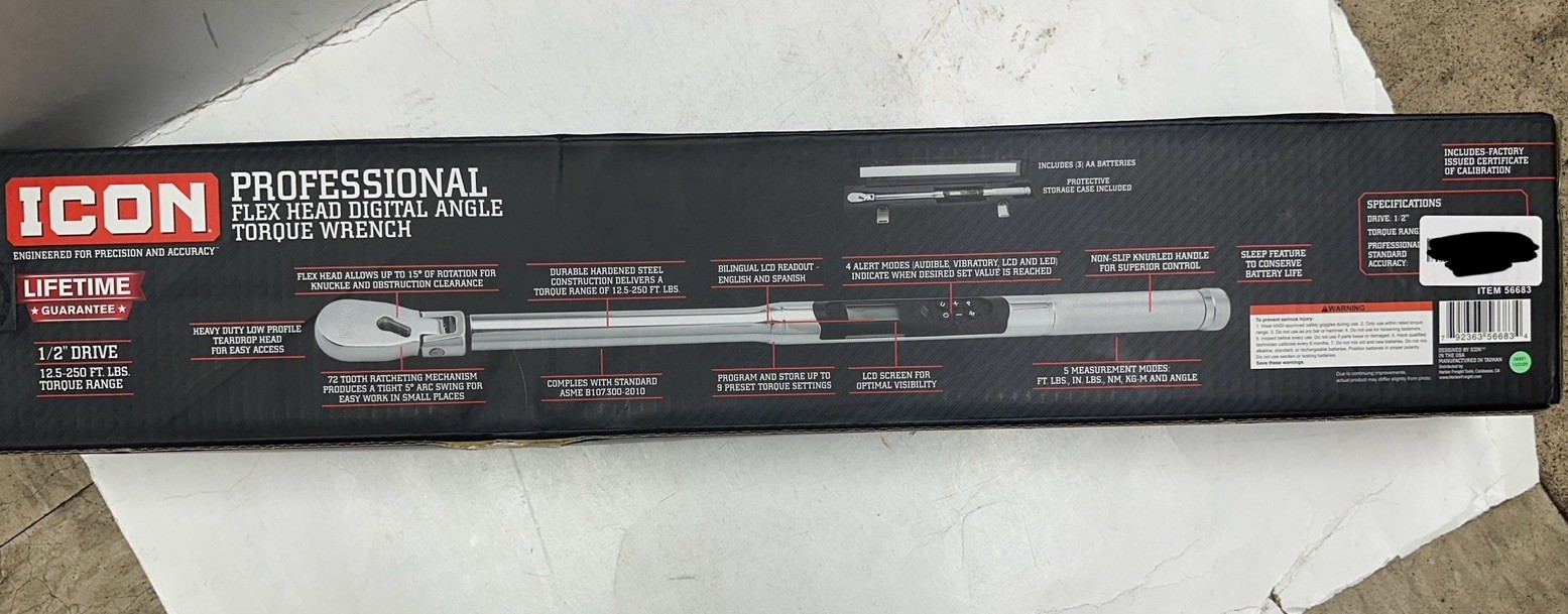 Icon DATW12-250 Flex Head Digital Angle Torque Wrench 1/2" Drive - New