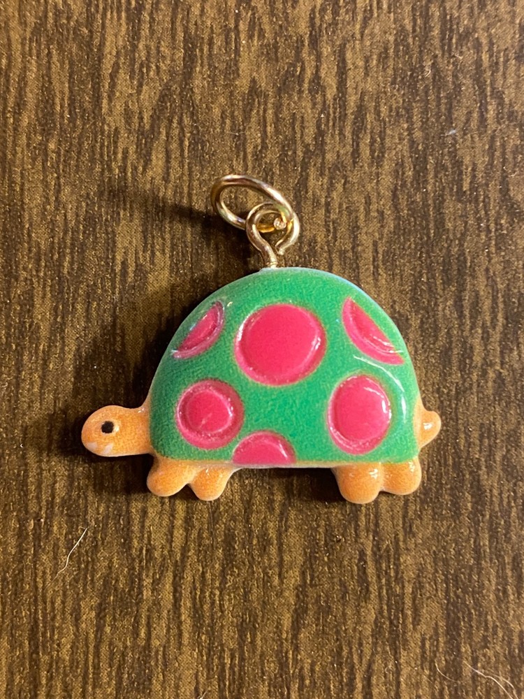 Multicolor Acrylic Turtle Charm Pendant 1"