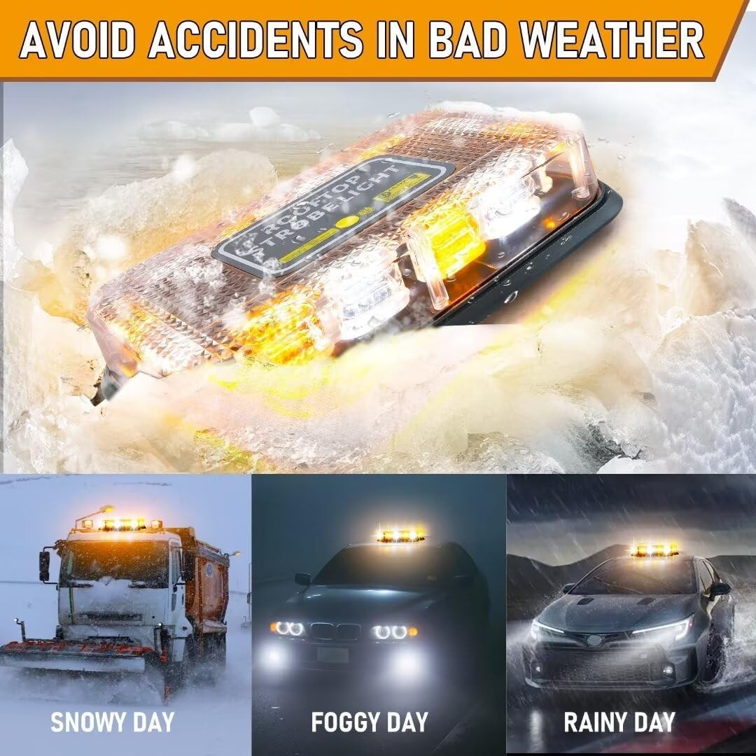 72 LED Rooftop Strobe Beacon Light Truck Safety Emergency Warning Hazard lamp