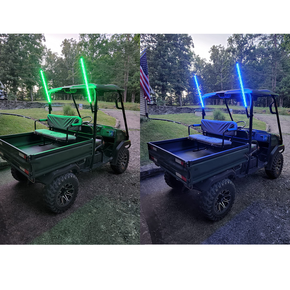 App Control 3ft Pair LED Whip Lights Advanced Bluetooth RGB Spiral for UTV ATV