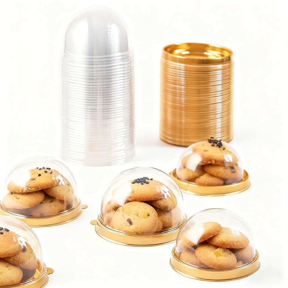 Clear Plastic Cake Boxes Round Cupcake Holders Mini Dessert Packaging with Lids